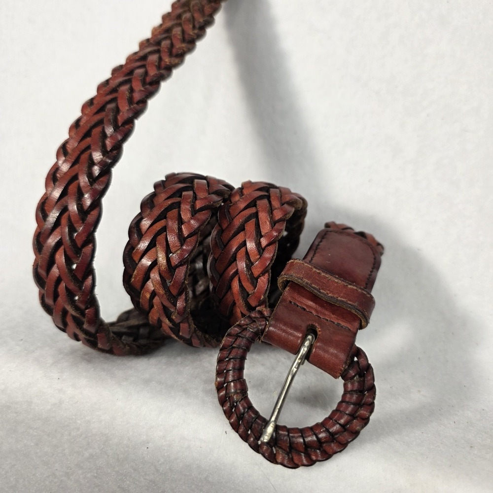 Vintage Eddie Bauer Braided Leather Belt Size M Brown Made in USA S2096 Wrapped